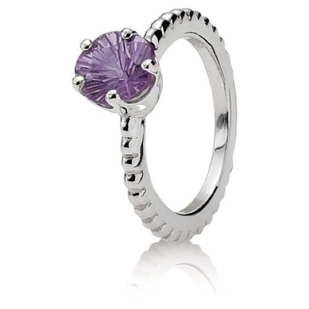 Retired Pandora Amethyst Sterling Silver Star Ring